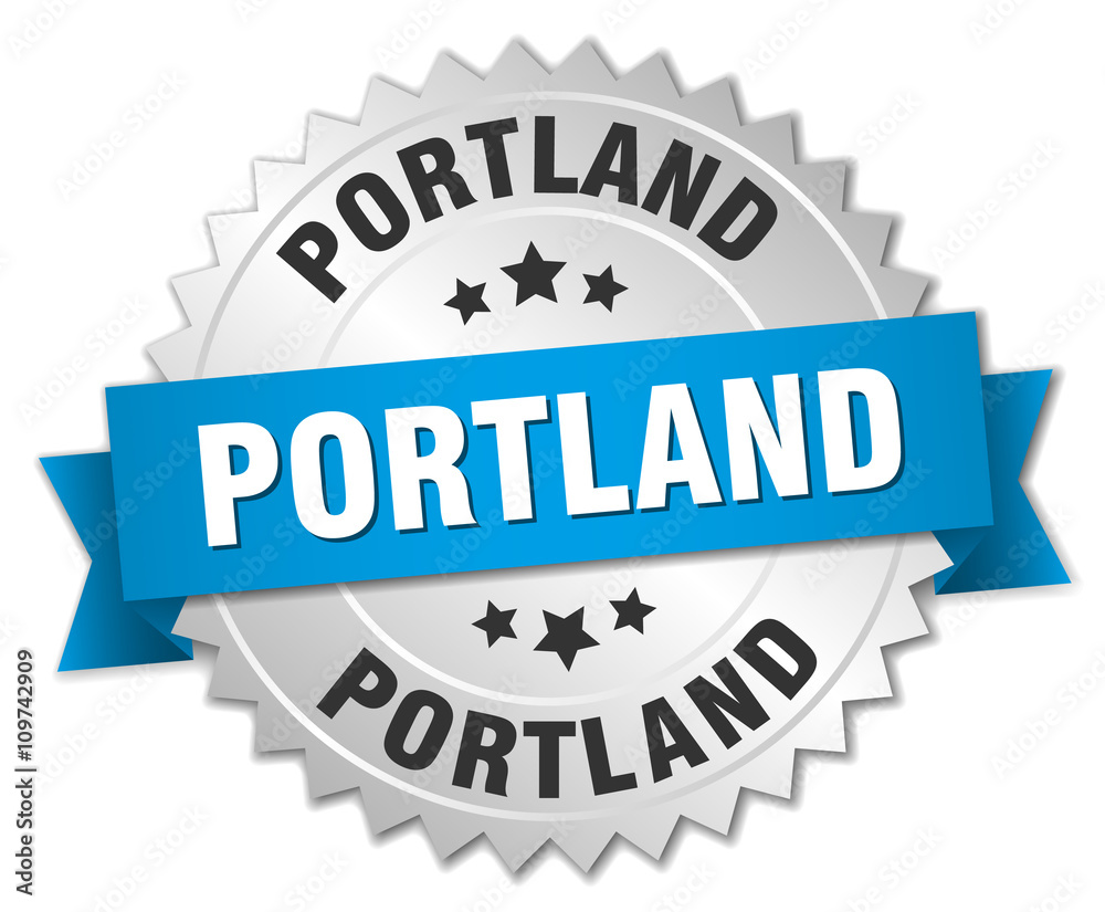 Portland round silver badge with blue ribbon Portland round silver badge with blue ribbon