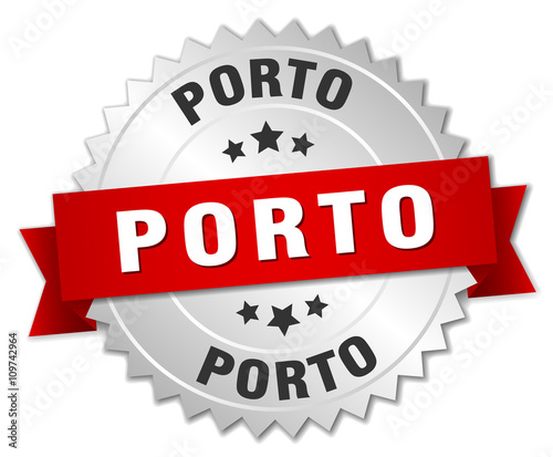 Porto  round silver badge with red ribbon