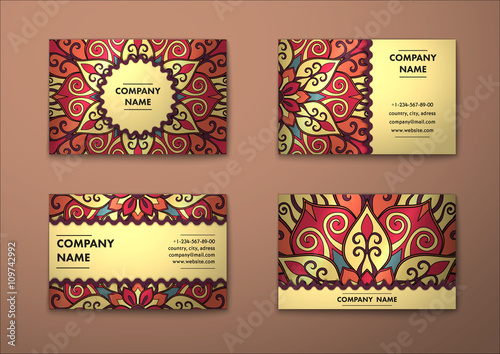 Vector vintage visiting card set