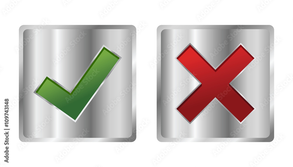 Check Marks In Metallic Square Frame Check Marks In Metallic Square Frame