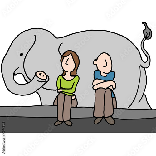 worried couple elephant in the room