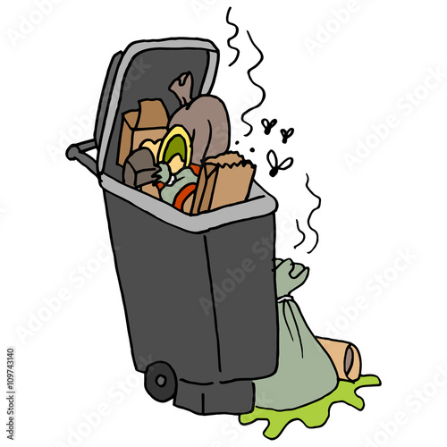 overflowing trash can