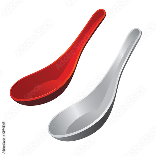 Silver and Red Soup Spoon