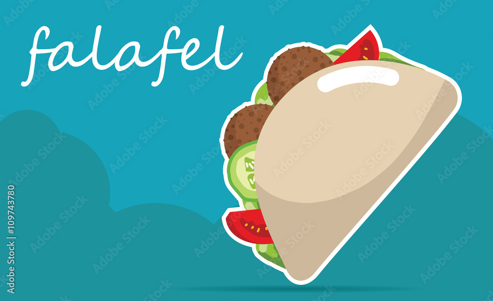 Falafel stuffed pita with vegetables. Falafel stuffed pita with vegetables.