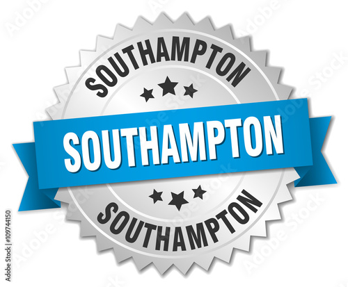Southampton round silver badge with blue ribbon