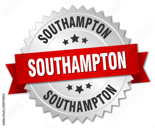 Southampton  round silver badge with red ribbon
