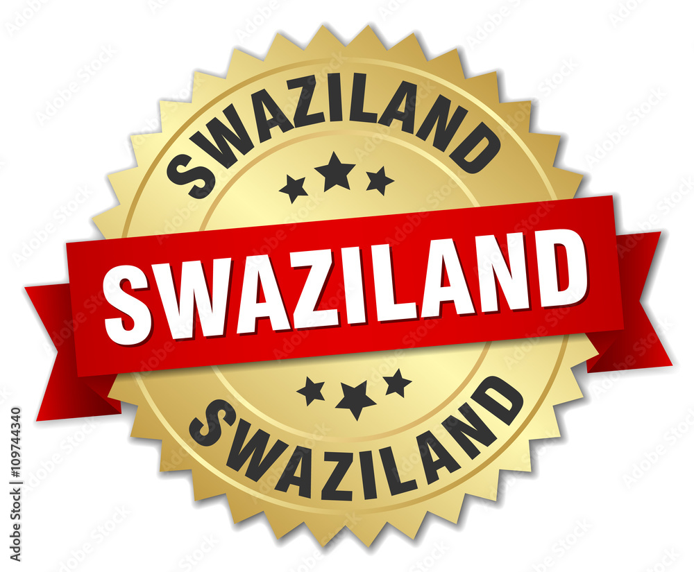 Swaziland round golden badge with red ribbon Swaziland round golden badge with red ribbon