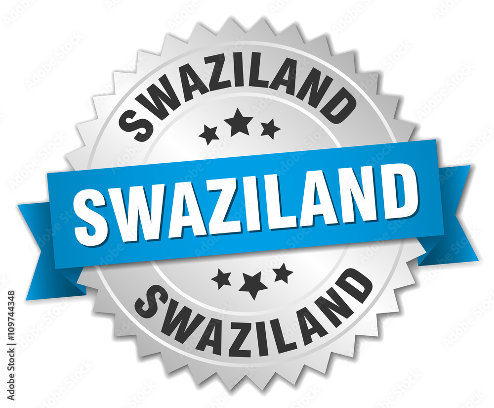 Swaziland round silver badge with blue ribbon Swaziland round silver badge with blue ribbon