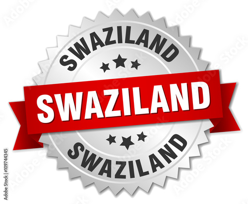 Swaziland  round silver badge with red ribbon