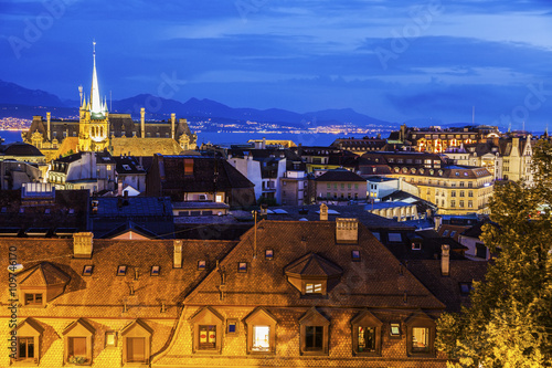 Lausanne panorama with Saint-Francois Church