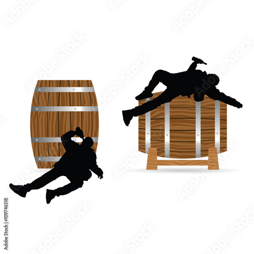 man drunk on barrel illustration