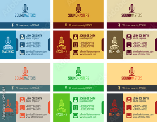 Business cards vector pack for recording studios 