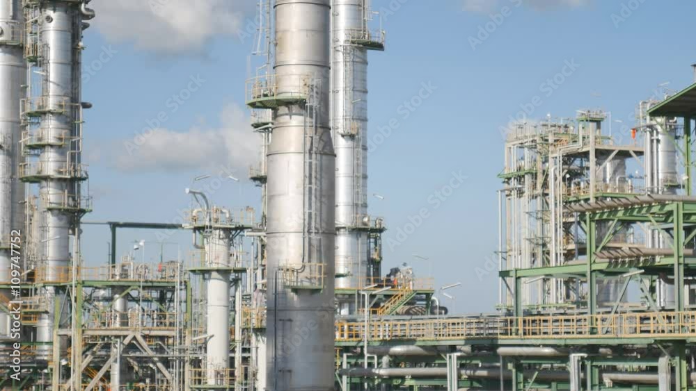 Oil refinery plant with blue sky , Process area structure Oil refinery plant with blue sky , Process area structure