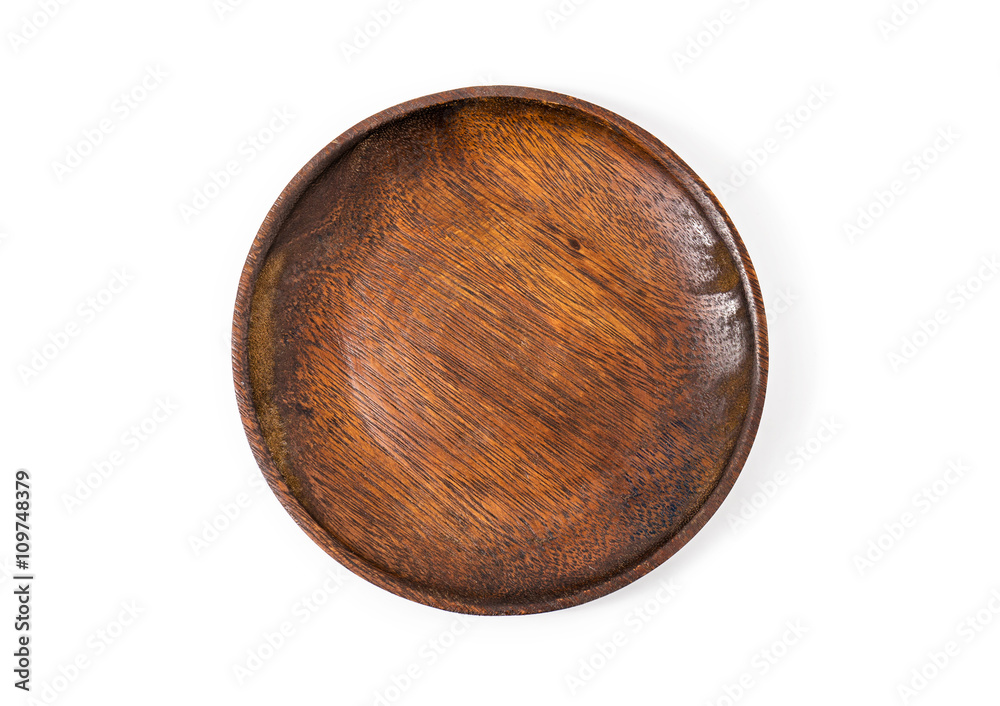 wooden plate over a white background wooden plate over a white background
