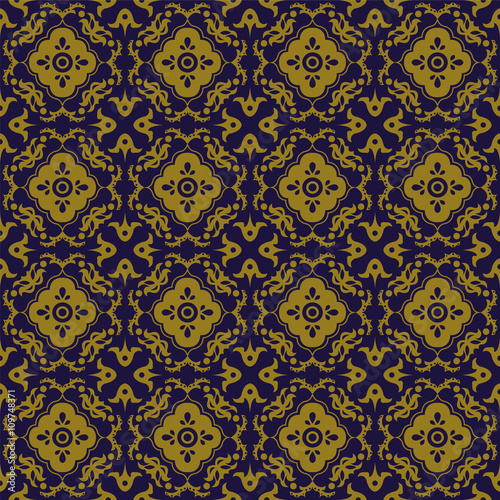 Elegant antique gold brown and blue background 329_round flower kaleidoscope  
