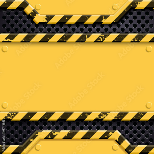 Industrial metal technology background. Danger sign. Stock vecto