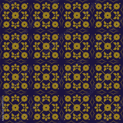 Elegant antique gold brown and blue background 391_vintage cross flower dot line 