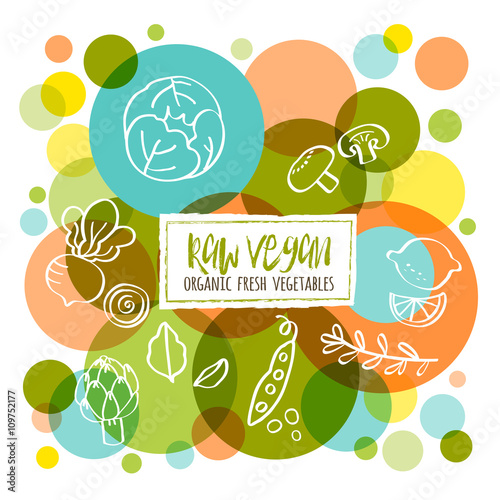 Raw Vegan Organic fresh vegetables conceptual illustration