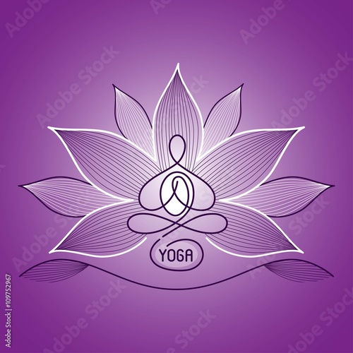 emblem yoga lotus position on a bright background
