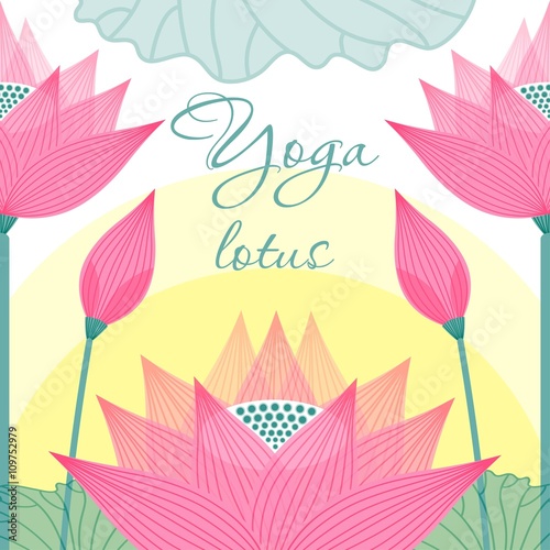image for yoga studios lotus on the background of the rising sun