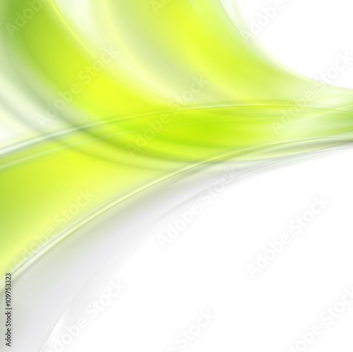 Bright green soft abstract waves on white