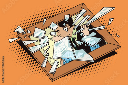 Object in retro style. Broken frame with a photo.