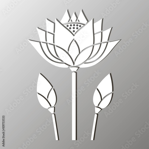 monochrome mosaic of a stylized lotus flower design