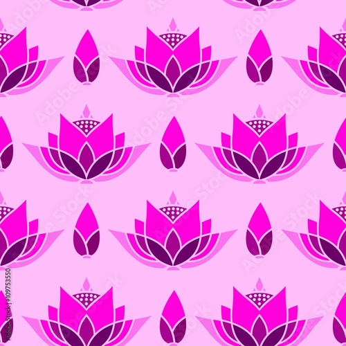 Fototapeta Naklejka Na Ścianę i Meble -  seamless mosaic pattern design with a lotus bud against a bright