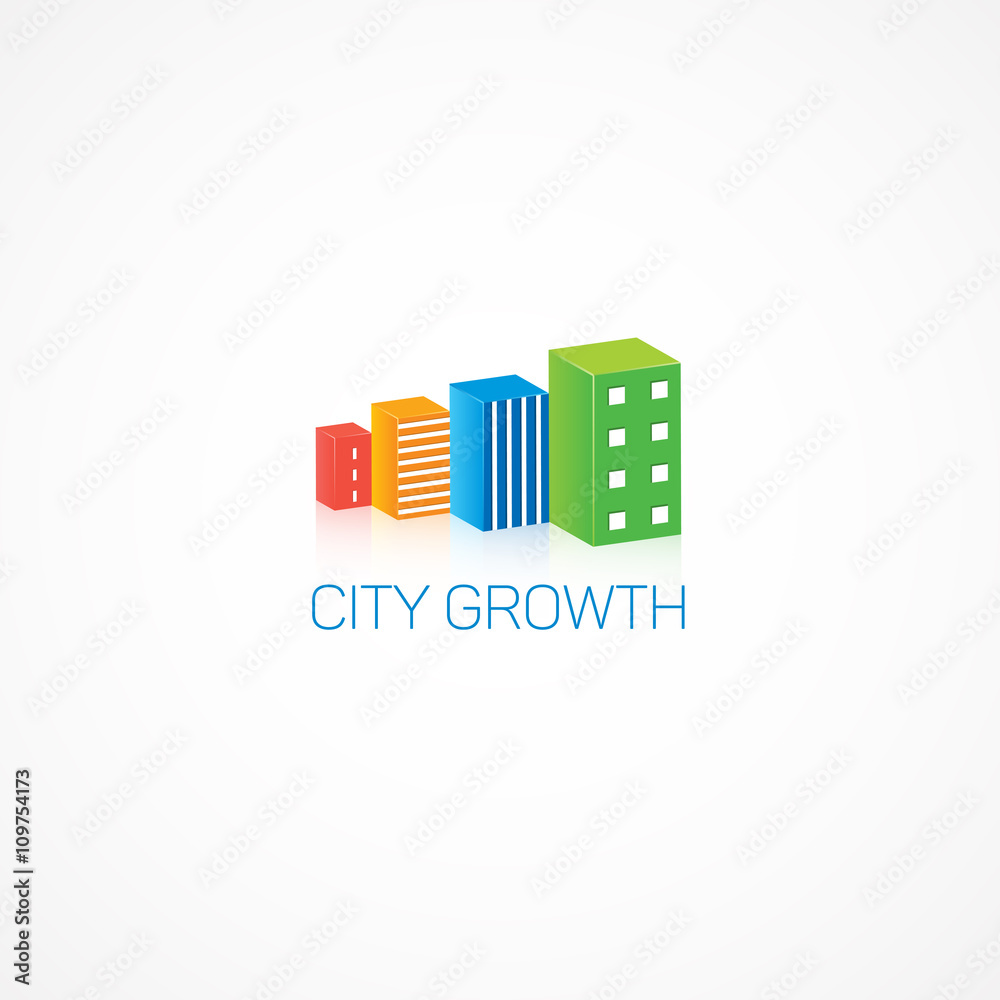 City growth.Bright multi-colored houses.