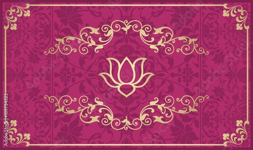 Fototapeta Naklejka Na Ścianę i Meble -  water lily, wedding card design, royal India
