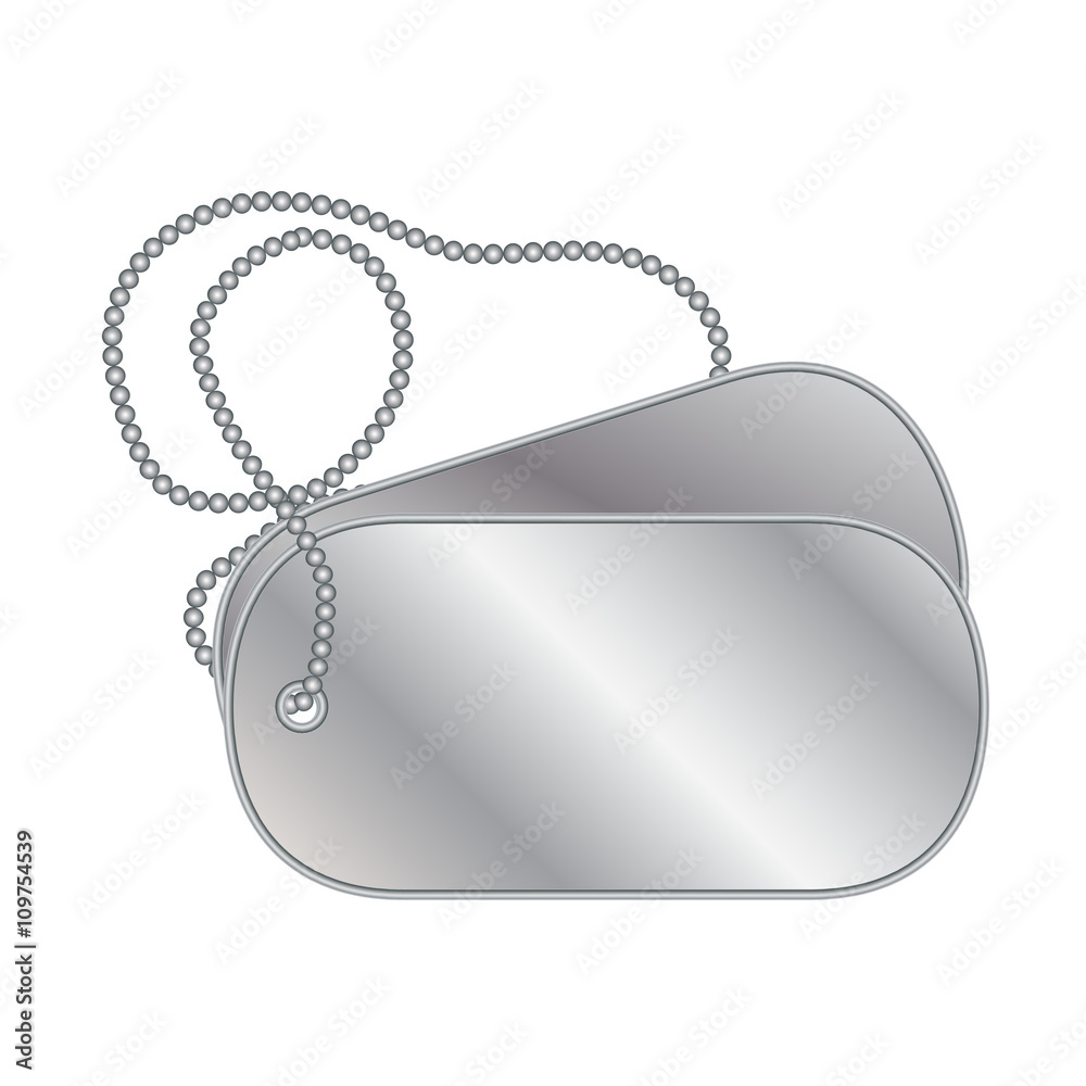 Fototapeta premium Dog tags with a chain isolated on white background.