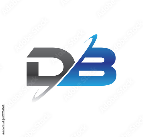 db initial logo with double swoosh blue and grey