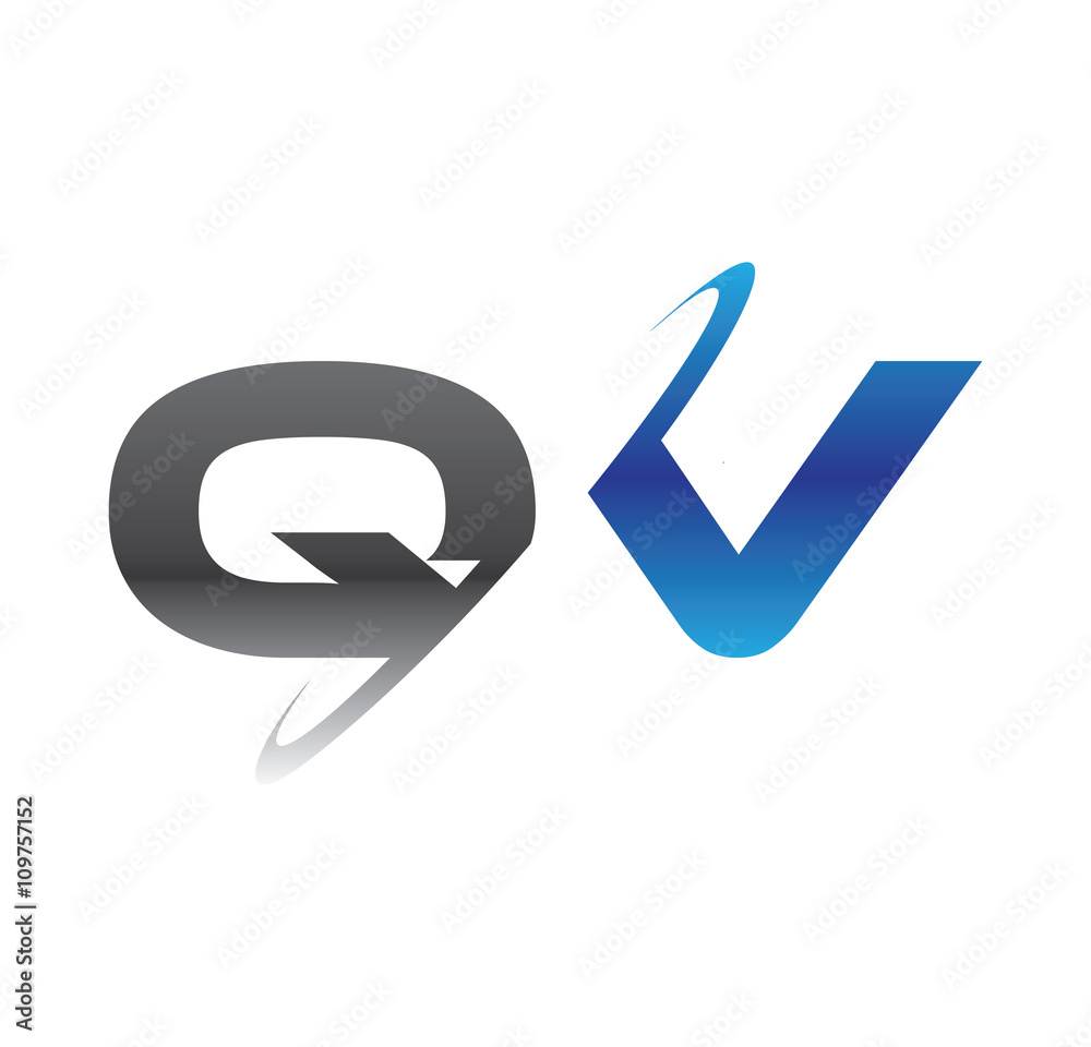 qv initial logo with double swoosh blue and grey qv initial logo with double swoosh blue and grey