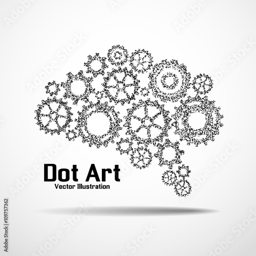 Dot art design of the brain icon logo