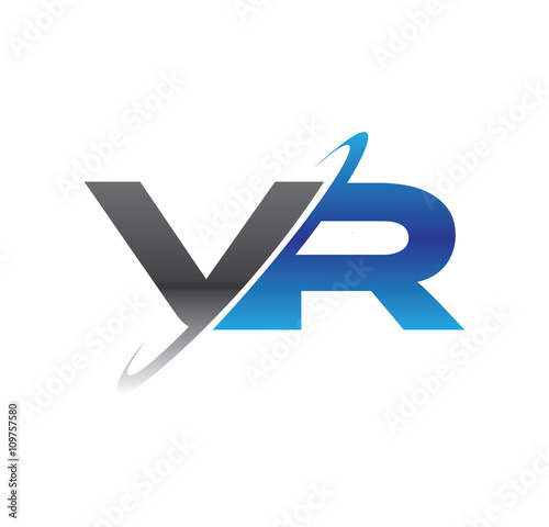 vr initial logo with double swoosh blue and grey