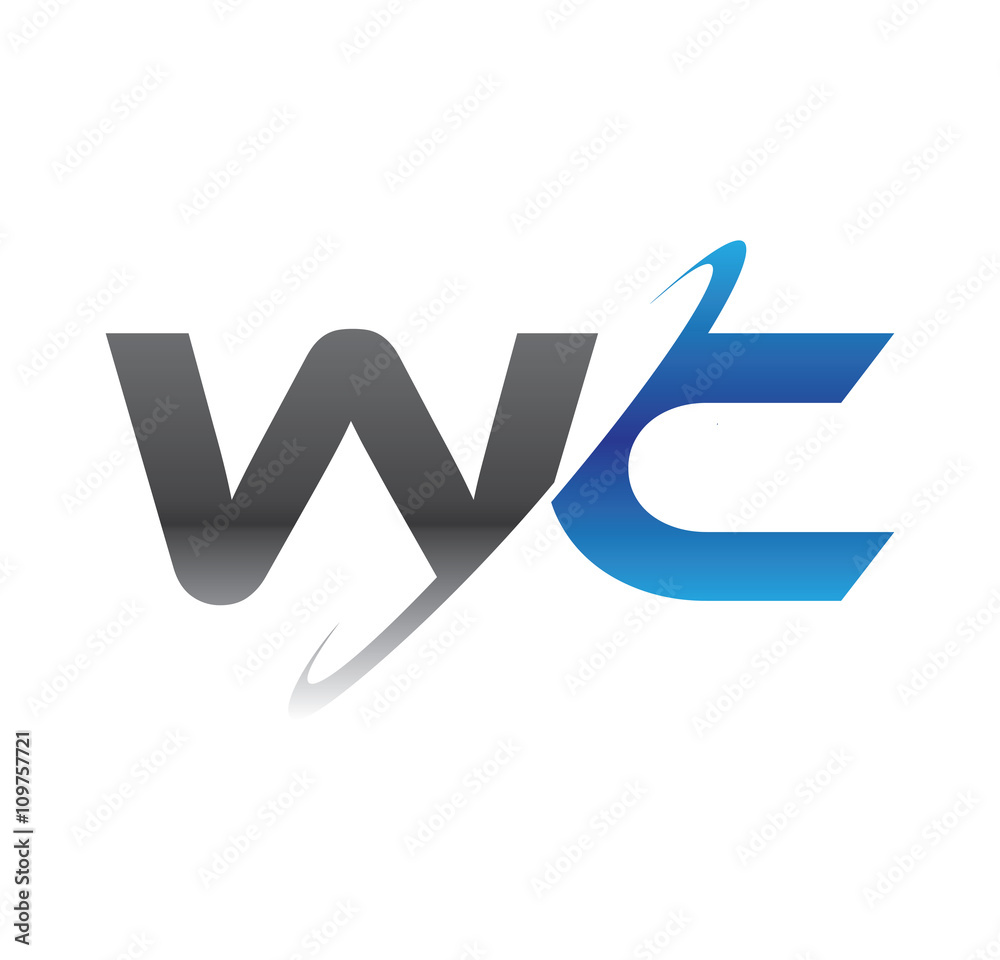 wc initial logo with double swoosh blue and grey wc initial logo with double swoosh blue and grey
