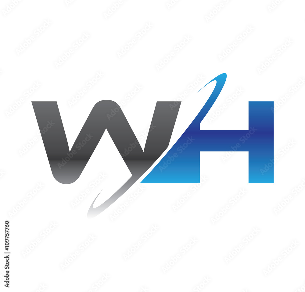 wh initial logo with double swoosh blue and grey wh initial logo with double swoosh blue and grey