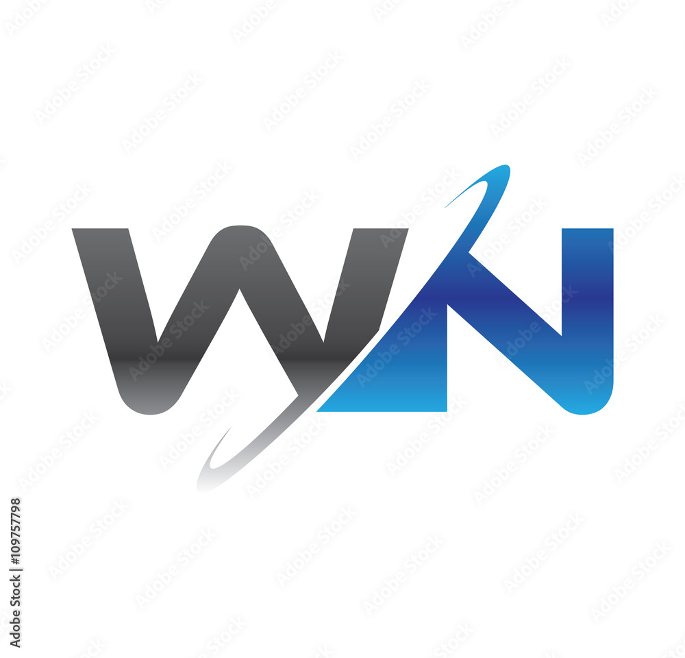 wn initial logo with double swoosh blue and grey wn initial logo with double swoosh blue and grey
