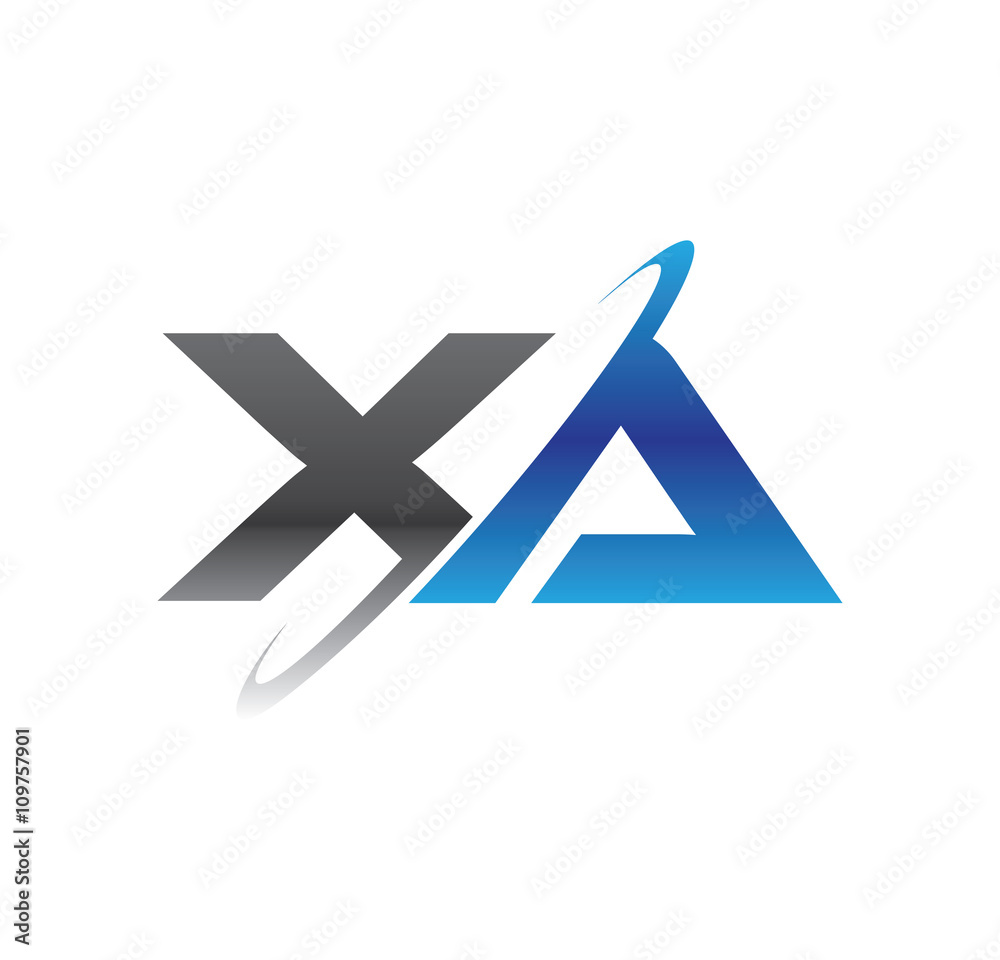 xa initial logo with double swoosh blue and grey xa initial logo with double swoosh blue and grey