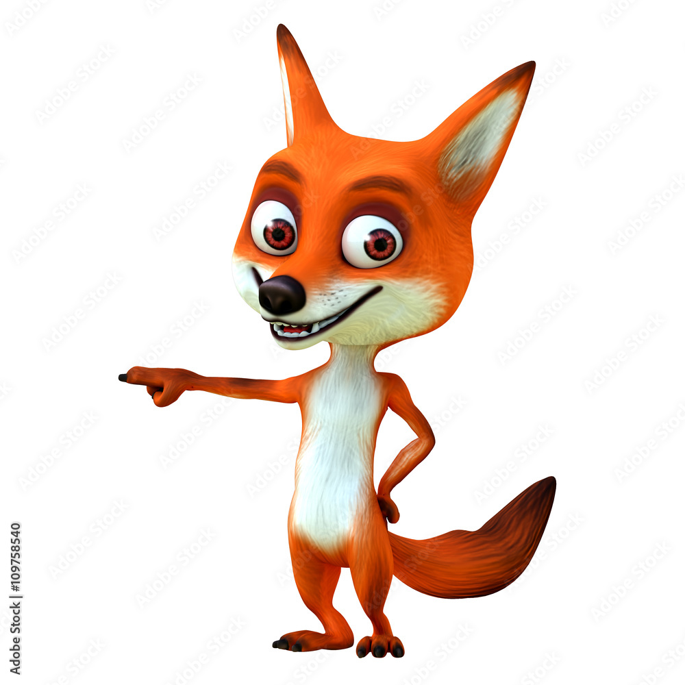 3d render illustration cartoon of red fox great pose series Stock  Illustration | Adobe Stock