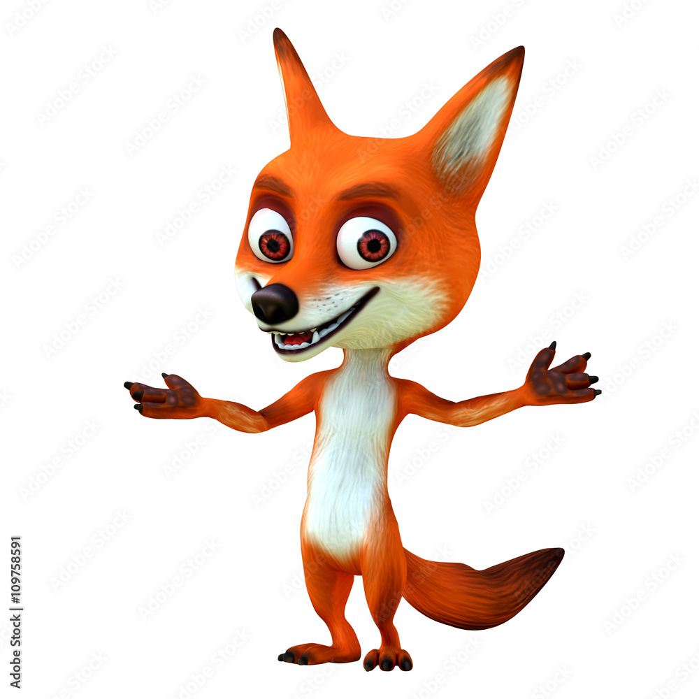 3d render illustration cartoon of red fox great pose series 3d render illustration cartoon of red fox great pose series