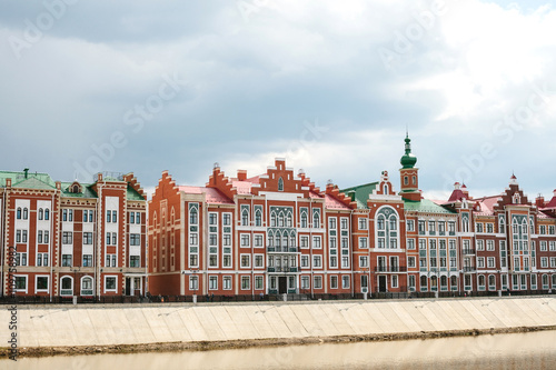 Yoshkar-Ola, Russia - April 30, 2016: Bruges Quay in the city of Yoshkar-Ola in Russian copy of the waterfront in the city of Bruges in Belgium