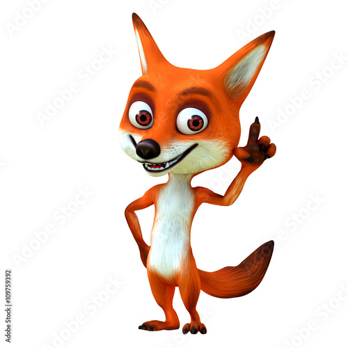 Fotografie 3d render  illustration cartoon of red fox series