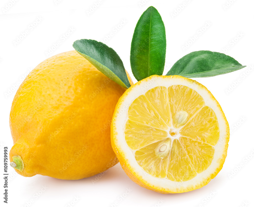 Ripe lemon fruits on the white background. Ripe lemon fruits on the white background.