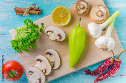 Vegetables and spices on the table