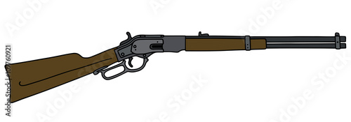 Old american rifle / Hand drawing, vector illustration