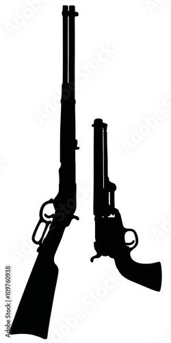 Vintage american guns / Hand drawing, vector illustration
