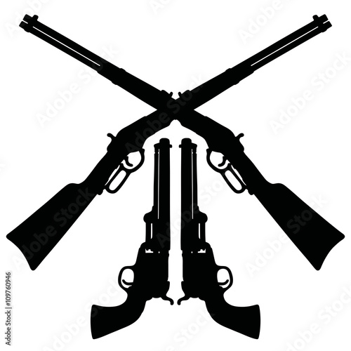 Vintage american guns / Hand drawing, vector illustration