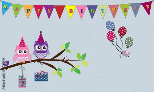 Búhos happy birthday.