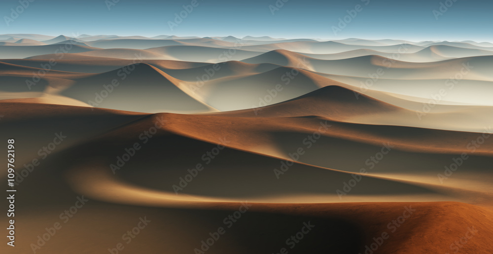 Fototapeta 3D Fantasy desert landscape with great sand dunes